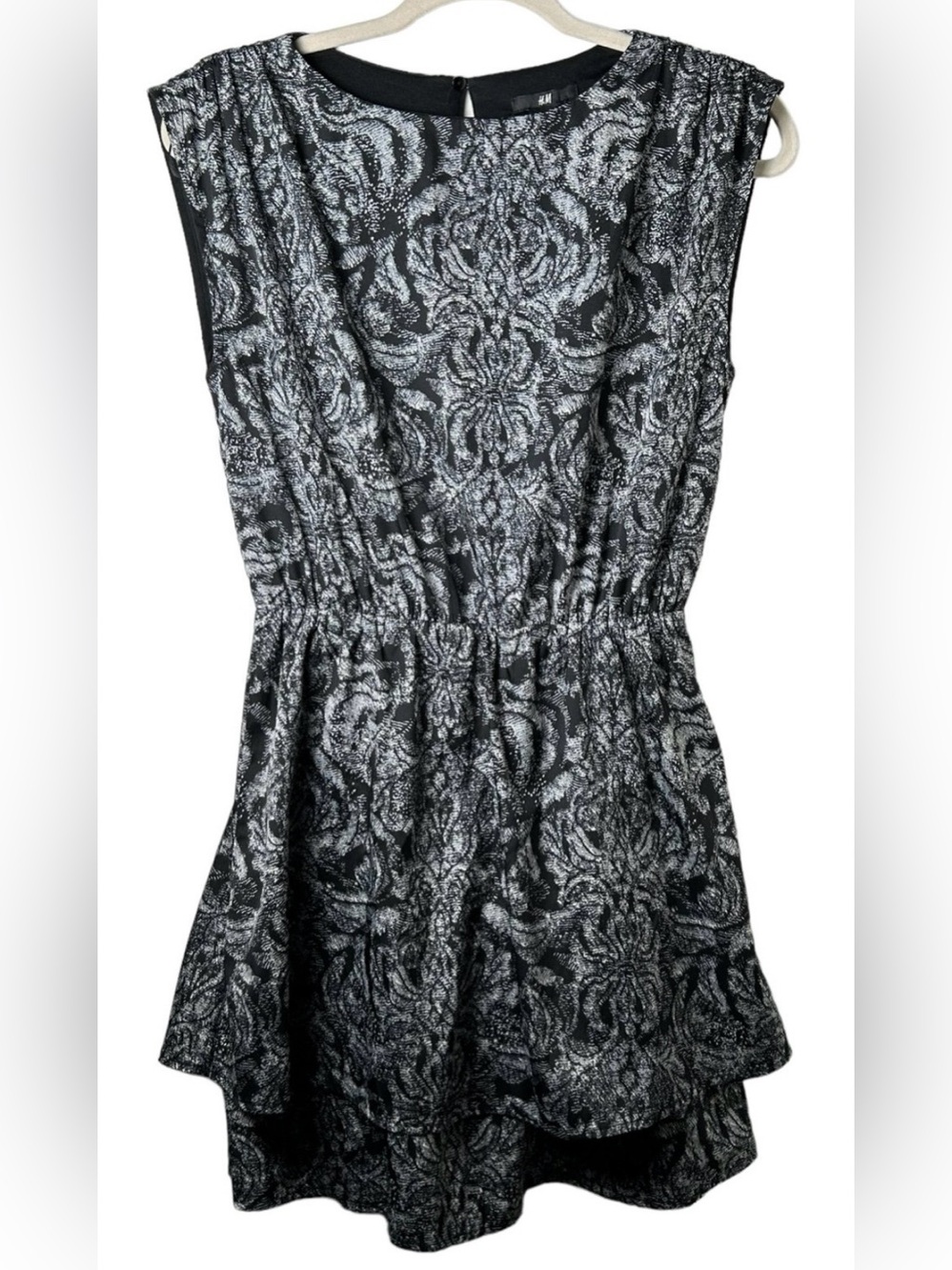 H&M Damask Patterned Tiered Dress